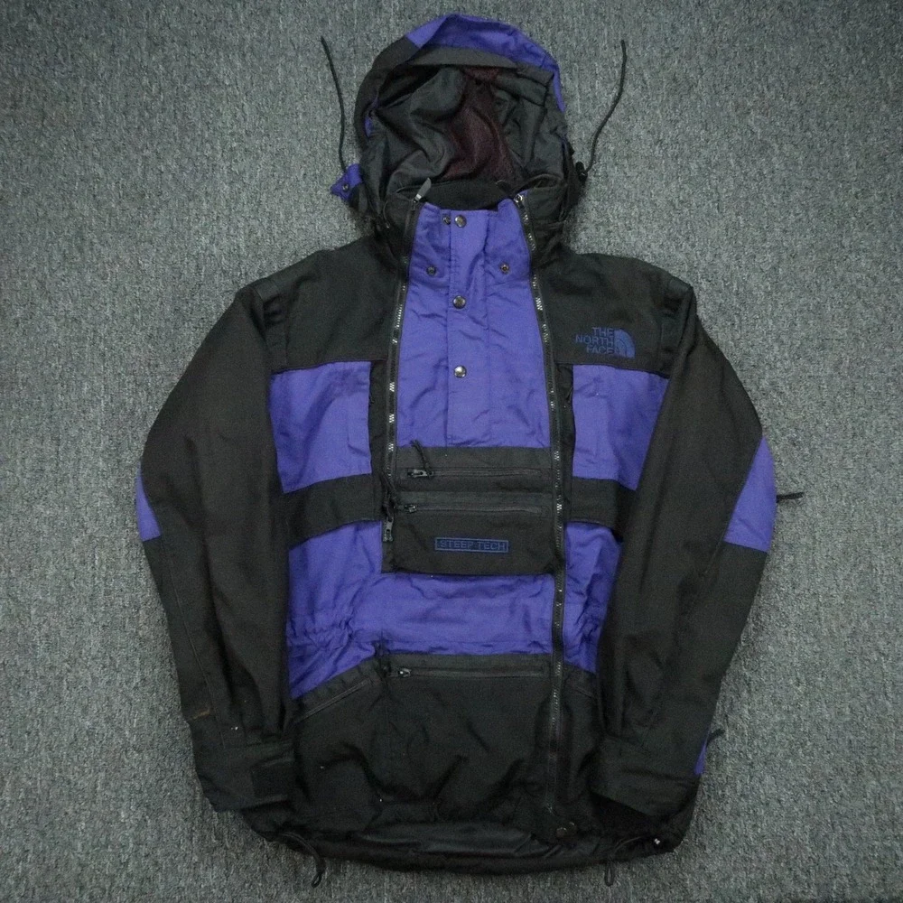 The North Face Jacket Mens Large Black Purple Steep Tech Hooded Scot Schmidt *